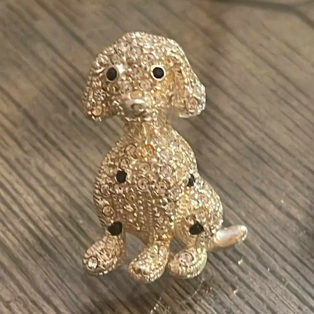 Vintage NAPIER Silver-tone Rhinestone Spotted Dog Pin Rhinestone Dalmatian Pin